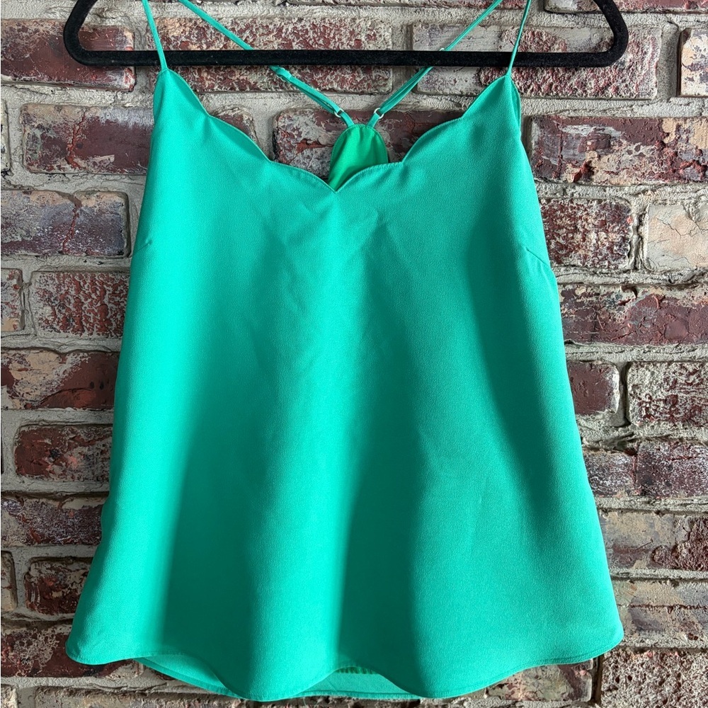 J.Crew Green Scalloped Camisole Size 10 Spaghetti Strap Tank